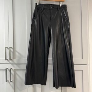 NWT Banana Republic Factory Wide Leg Crop Vegan Faux Leather Pants Black Sz 26/2